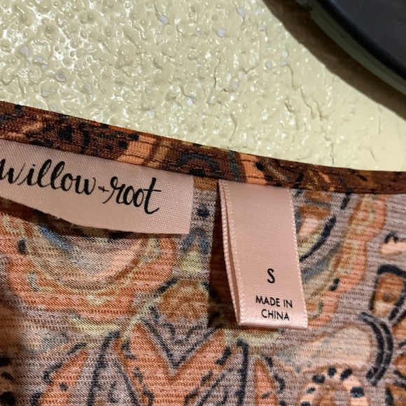 Willow Root Top Blouse S Stretchy Long Sleeve V-Neck Paisley Floral Polyester - Picture 5 of 16